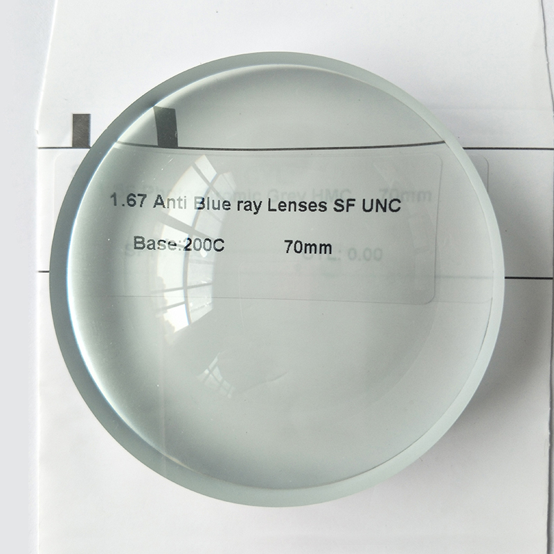 1,67 félkész kék blokk, egylátó lencse