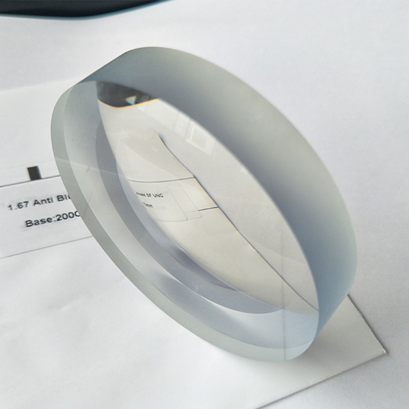 1,67 félkész kék blokk, egylátó lencse